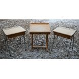Three vintage school desks, a pair and one other (3)