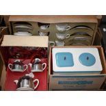 Boxed Chad Valley tinplate Hoovermatic toy washing machine (unused) to/w a boxed toy tea set and