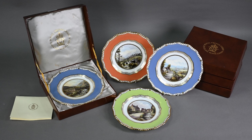 Four boxed Royal Crown Derby China ltd ed cabinet plates from the Derbyshire Landscapes series, with