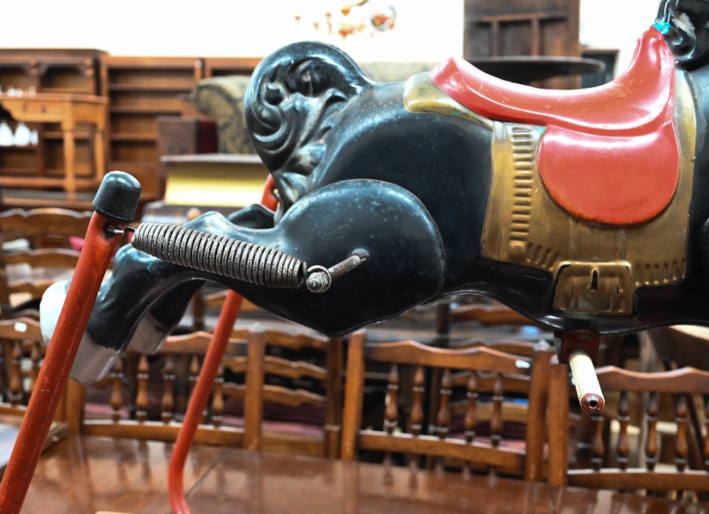 Vintage painted metal Mobo rocking horse on frame with suspension springs - Image 4 of 6