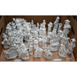 Large collection of Continental bisque porcelain figurines (box)