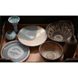 Seven various pieces of studio stoneware (box)