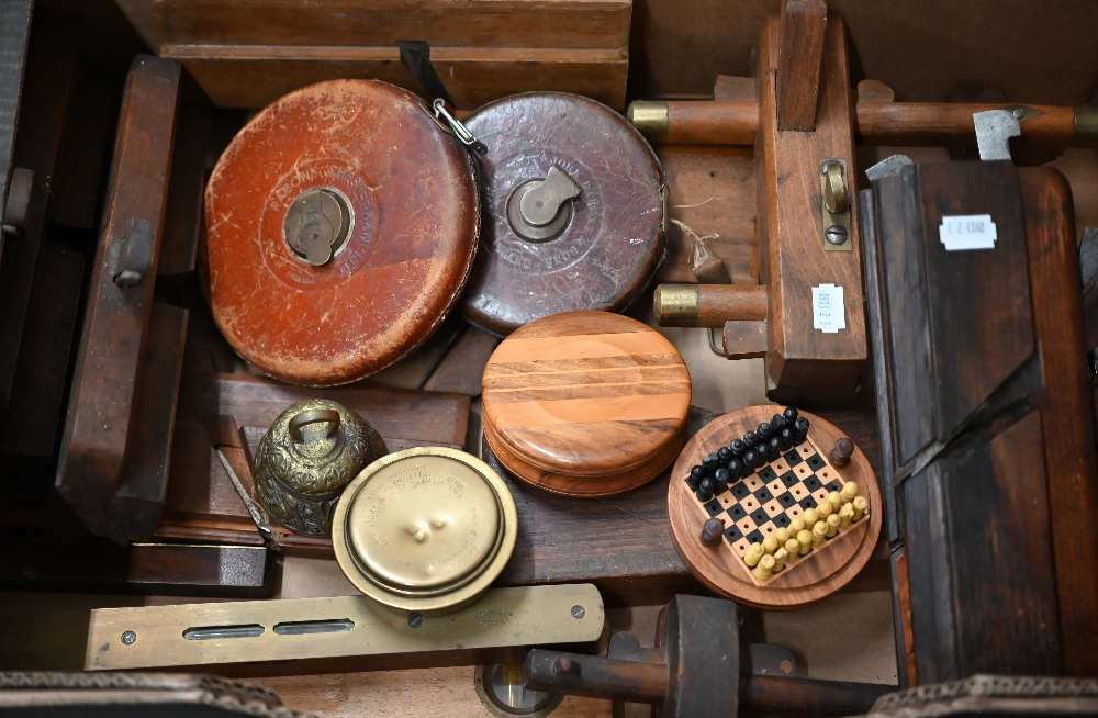 Vintage moulding planes and other tools, pocket chess set etc (box) - Image 2 of 2