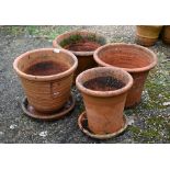 Two 'Yorkshire Flowerpots' Ripon (conical) garden frost-proof planters in Yorkshire red clay to/w
