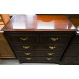 A Brights of Nettlebed George III style mahogany crossbanded chest with full-width brushing slide