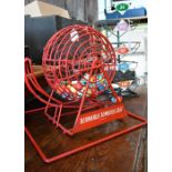Lottery-style number-selector 'Bernard's Tombola Cage' to/w a wire stand (2)
