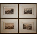 A set of four Peninsular War campaign engravings - Battles of Talavera, Vimiera, Vittoria and the
