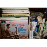 Five 1960s Cliff Richard LPs and other albums to/w other items including brush set, plastic fans,