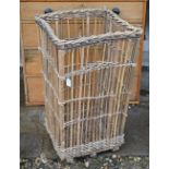 A vintage tall part wicker woven basket a/f, 50 x 50x 82 cm h