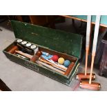 Boxed Jacques for Harrods croquet set with brass-mounted mallets