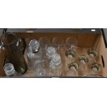 Three 19th century glass rummers to/w a decanter with silver collar and various drinking glasses