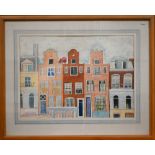 Conte crayon study of Amsterdam, signed with cartouche