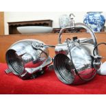 Two vintage polished aluminium Strand Patt 123 theatre Fresnel spotlights, refurbished originals (2)