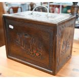 Chinese carved teak-boxed Mah Jong set with composite tiles