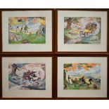 A set of four Christopher Hope ltd ed shooting party prints, 40 x 49 cm (4)