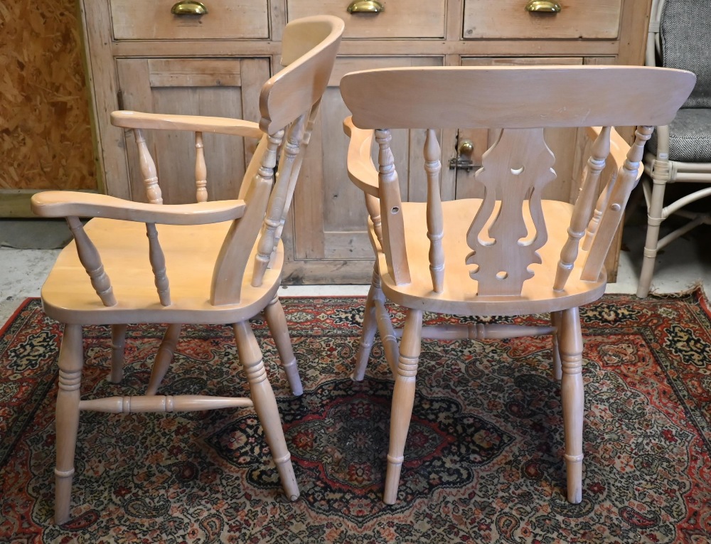 Pair of modern limed beech kitchen carver chairs (2) - Image 2 of 2