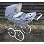 Silver Cross baby's pram in grey livery c/w two dolls