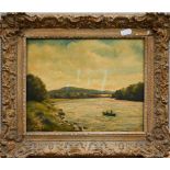 W E Barrington Spey - The Boat Pool Pitlochry, River Spey, oil on board, signed, 20 x 25 cm