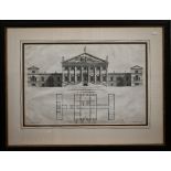 Two prints after Colen Campbell - Architectural print Palladian style house 'A new design of my