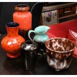Four 1950s/60s West German glazed pottery vases and a jug (5)