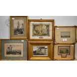 Mixed pictures including Baxter prints, topographical engravings etc
