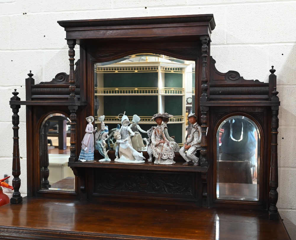 An Art Nouveau carved walnut mirror-backed sideboard, 152 cm wide x 52 cm deep x 198 cm high - Image 3 of 3