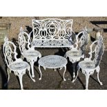 A set of four Victorian style cast alloy garden chairs