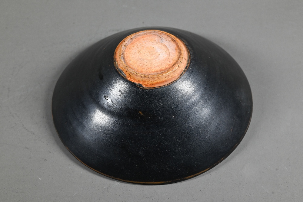 A Chinese Southern Song style Jizhou stoneware conical bowl, the interior with two leaf resists - Image 4 of 5