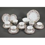 A Royal Crown Derby china 'Princess' pattern tea service for six, 1965 (21 pieces)