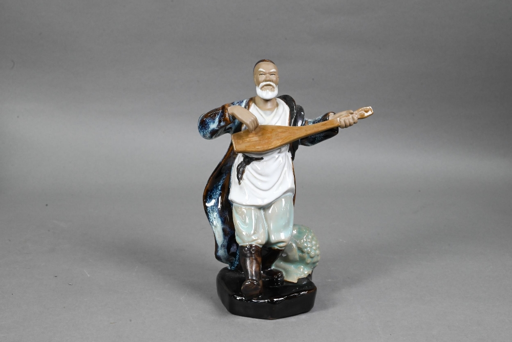 Four 20th century Chinese Shiwan lead-glazed mudmen figures, signed 'Wan Jiang' and three other - Image 8 of 17