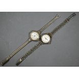 Two 9ct gold ladies wrist watches - Tudor and Zenith, both with straps, 35.9g all-in (2)