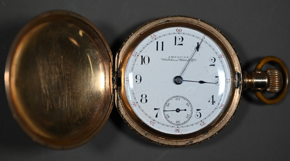 An American Waltham Watch Co. gold plated hunter pocket watch - a/f - Image 2 of 4