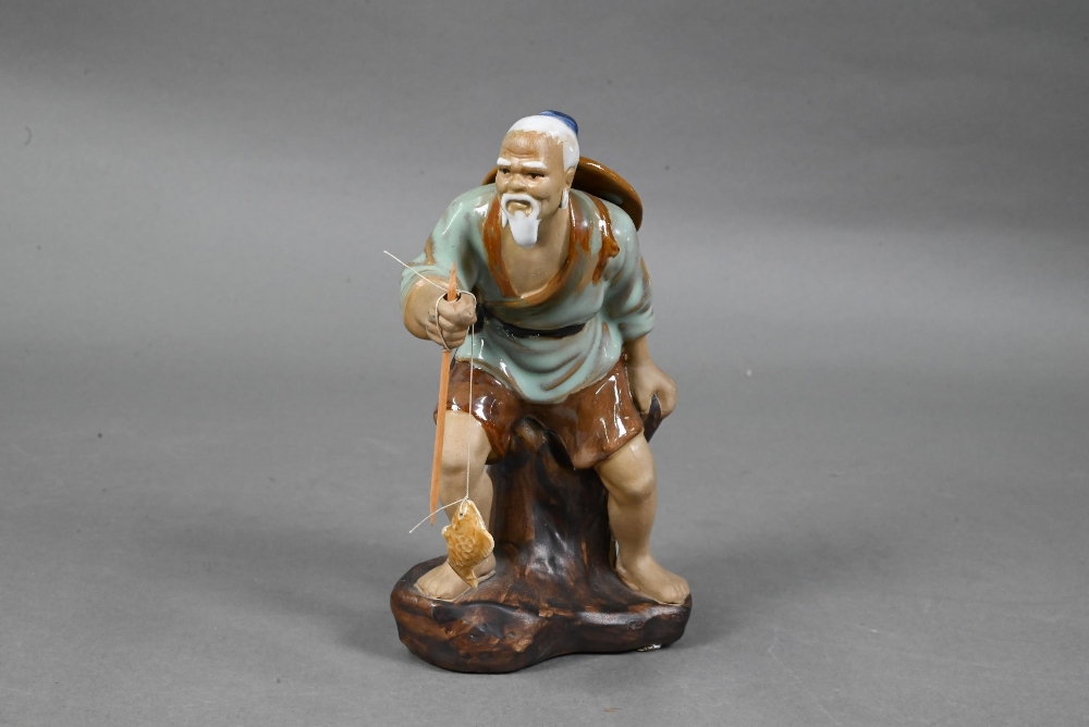 Four 20th century Chinese Shiwan lead-glazed mudmen figures, signed 'Wan Jiang' and three other - Image 15 of 17