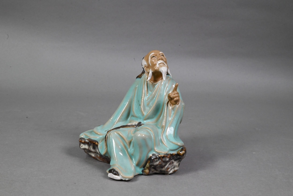 Four 20th century Chinese Shiwan lead-glazed mudmen figures, signed 'Wan Jiang' and three other - Image 13 of 17