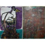 20th century Russian school - Two screenprints of abstract figures, 87 x 60 cm (2)
