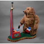 A large French Omar Legrand clockwork musical automaton Fairground Bear - he raises his hammer and