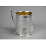 George IV silver mug of tapering form with banded reeding, Rebecca Emes & Edward Barnard I, London