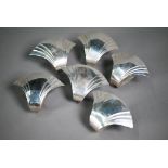 Yvonne Renouf-Smith: a set of six Art Deco style fan-design napkins rings, London 2009, 9.8oz