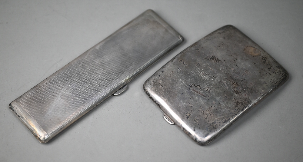 A silver hip-pocket cigarette case, WH Haseler Ltd, Birmingham 1920, to/w a lady's art deco