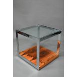 Richard Young for Merrow Associates, a chrome, glass and rosewood coffee table, 54 cm x 56 cm x 53