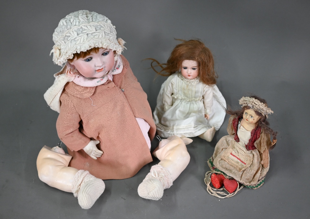 An Armand Marseille 990 A10M bisque-headed girl-doll with closing blue eyes and red wig, open - Image 2 of 7