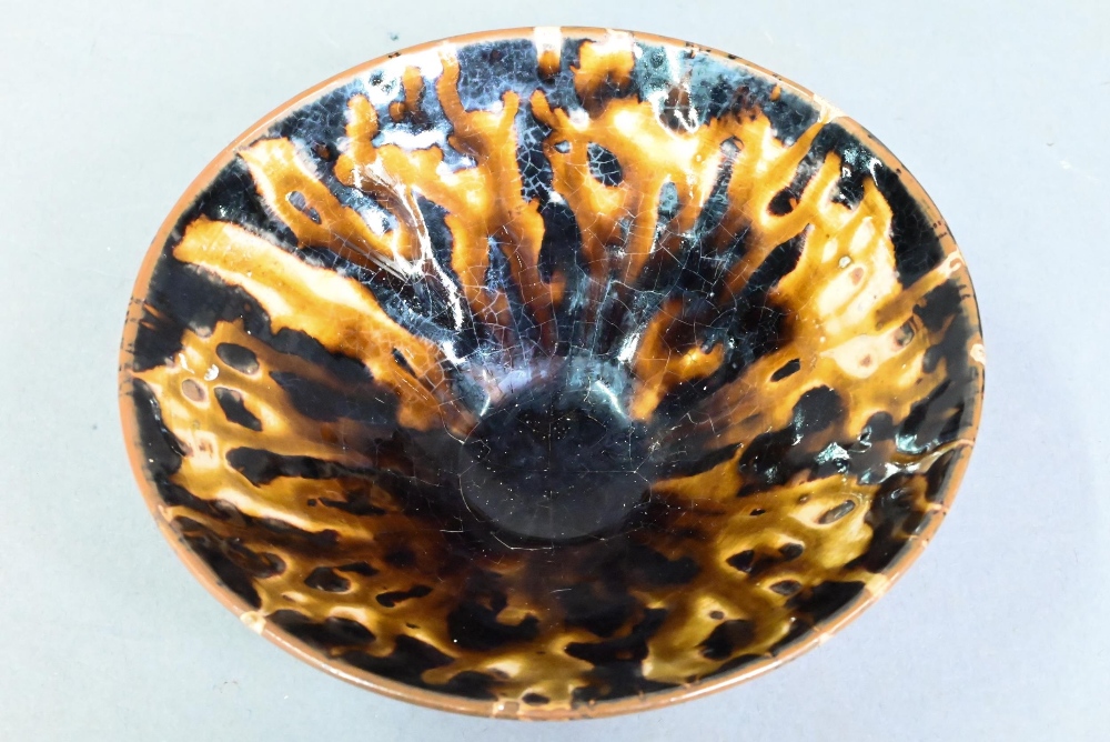 A 20th century Chinese Southern Song style Jizhou stoneware conical bowl, covered overall in a - Image 3 of 8