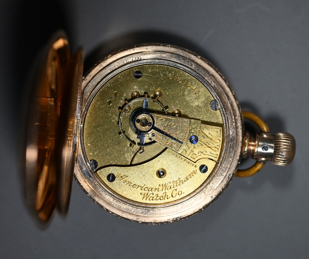 An American Waltham Watch Co. gold plated hunter pocket watch - a/f - Image 4 of 4