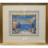 After Ethelbert White (1891-1972) - La Boutique Fantasque, line print with gouache, signed, 24 x