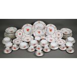 A Herend Red Apponyi dinner service complete for eight settings, comprising 25 cm dinner plates,