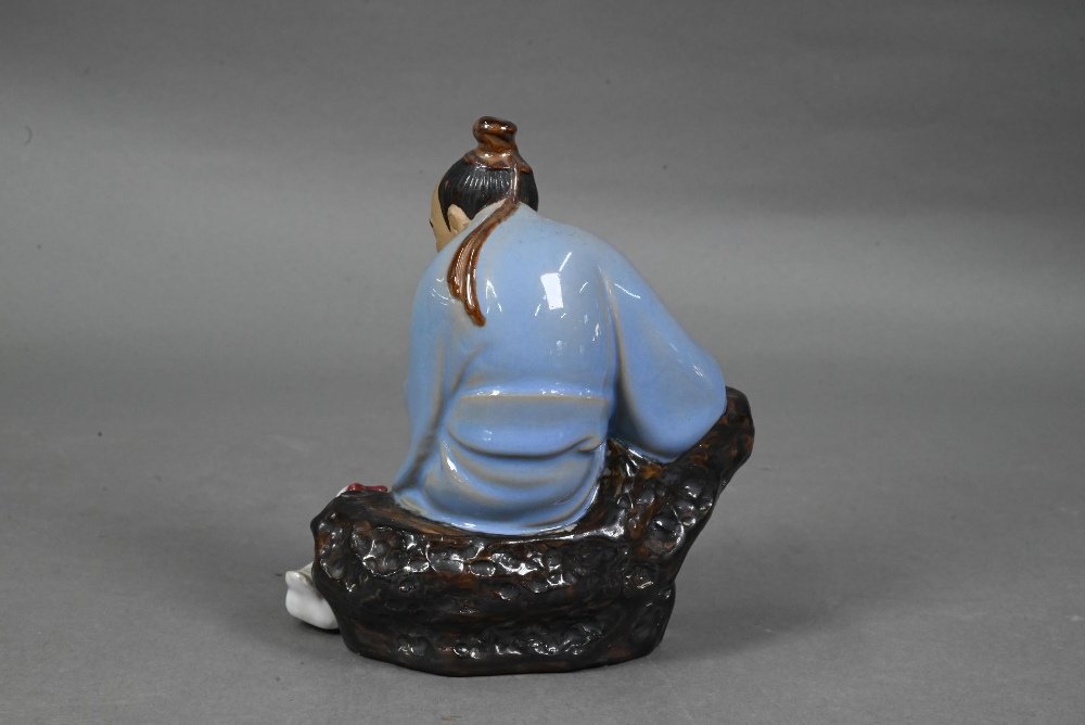 Four 20th century Chinese Shiwan lead-glazed mudmen figures, signed 'Wan Jiang' and three other - Image 12 of 17