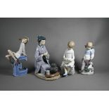 A Lladro figure Japanese Girl Serving Tea 5122, Schoolgirl 5148 (on 'E') and Thursday's Child 6018