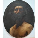 A 19th century oval oil on canvas laid on board study of a man, cut down, 47 x 39 cm