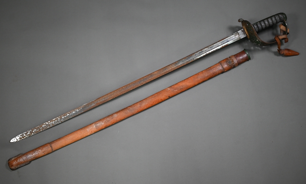 An Edwardian officer's sword by Jones, Chalk & Danson, London, with etched blade, pierced guard,