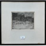 After Tom Austen Brown (1859-1924) - Gypsy caravans, drypoint etching, pencil signed, 15 x 20 cm